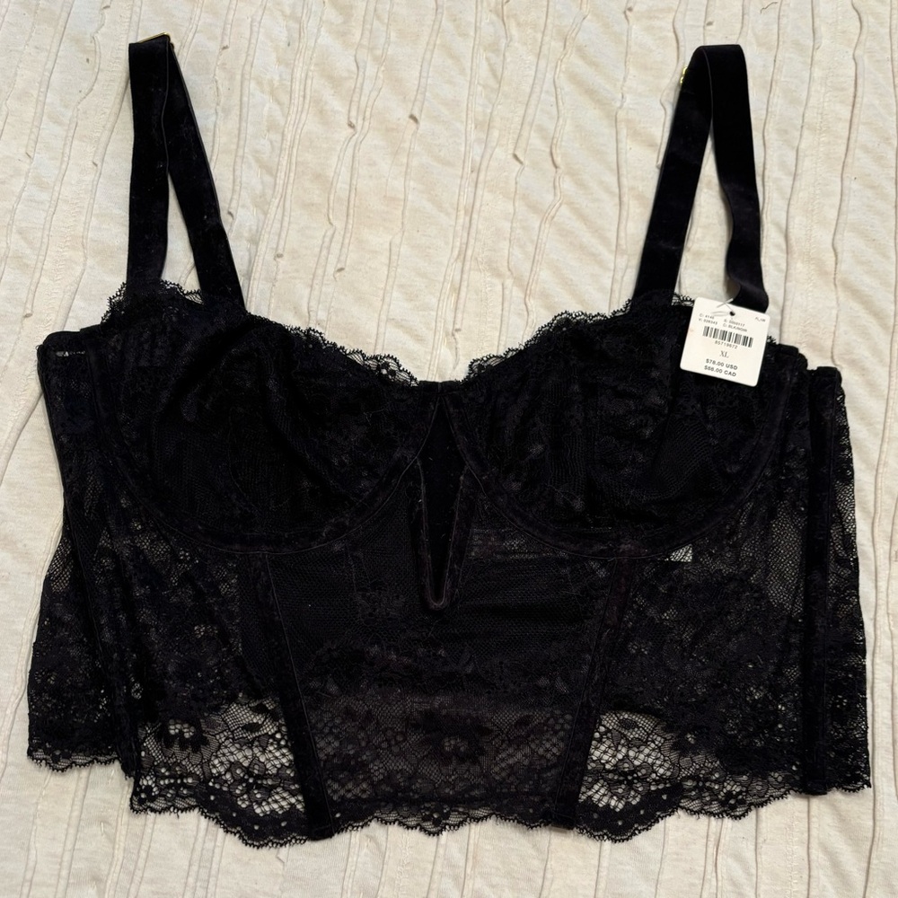 Anthropologie Lace Velvet Corset Top NWT - Picture 2 of 11